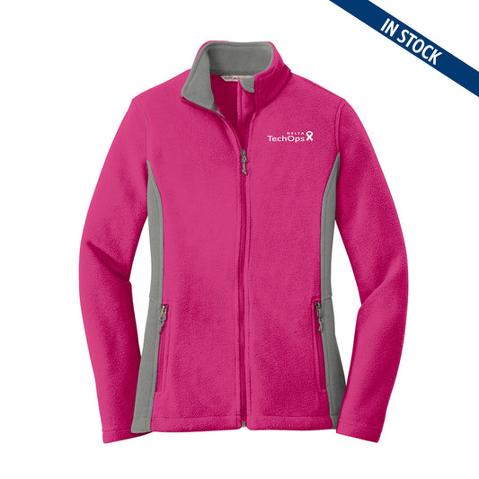 Breast Cancer Awareness Ladies Colorblock Fleece Jacket