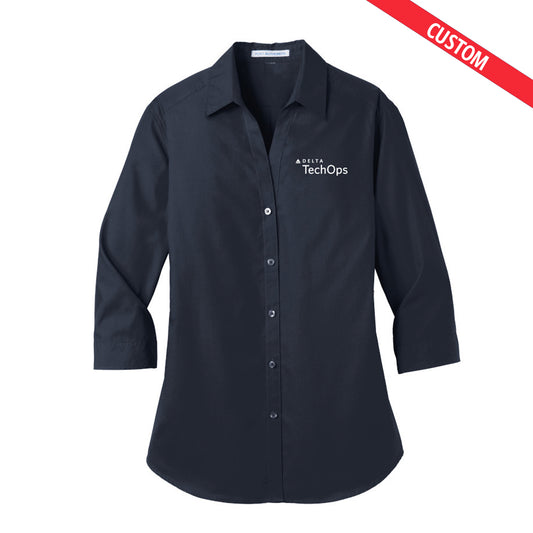 Port Authority Ladies 3/4 Sleeve Carefree Poplin Shirt