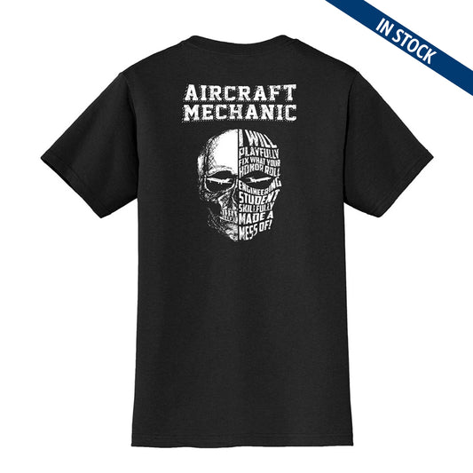 Skull Aircraft Mechanic Black Short Sleeve Pocket T-Shirt